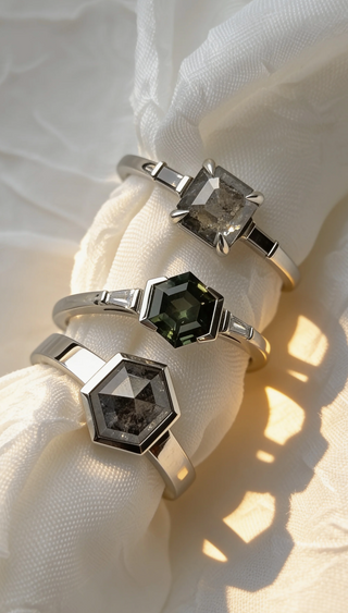 Custom Sapphire Partial Bezel Zoe Engagement Ring