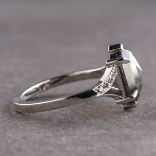 1.95 Carat Black Salt and Pepper Hexagon Diamond Engagement Ring, Ombre Sirena Setting