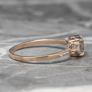 1.14 Carat Salt and Pepper Round Brilliant Cut Diamond Engagement Ring, Eliza Setting, 14K Rose Gold