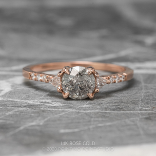 1.23 Carat Salt and Pepper Round Brilliant Cut Diamond Engagement Ring, Eliza Setting