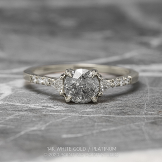 1.23 Carat Salt and Pepper Round Brilliant Cut Diamond Engagement Ring, Eliza Setting
