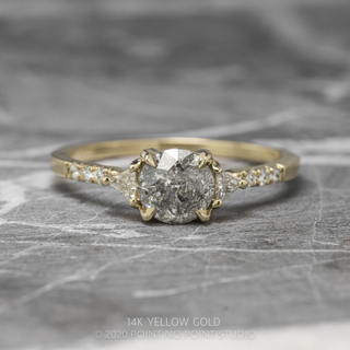 1.23 Carat Salt and Pepper Round Brilliant Cut Diamond Engagement Ring, Eliza Setting