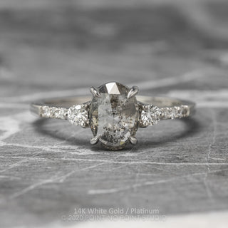 1.45 Carat Salt and Pepper Oval Diamond Engagement Ring, Eliza Setting