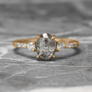 1.45 Carat Salt and Pepper Oval Diamond Engagement Ring, Eliza Setting