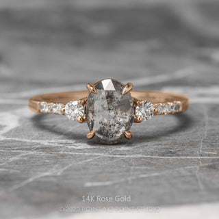 1.45 Carat Salt and Pepper Oval Diamond Engagement Ring, Eliza Setting