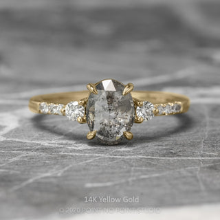 1.45 Carat Salt and Pepper Oval Diamond Engagement Ring, Eliza Setting