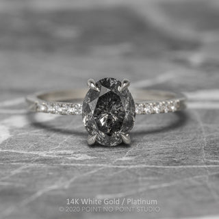 2.23 Carat Salt and Pepper Oval Diamond Engagement Ring, Basket Jules Setting