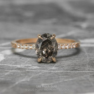 2.23 Carat Salt and Pepper Oval Diamond Engagement Ring, Basket Jules Setting
