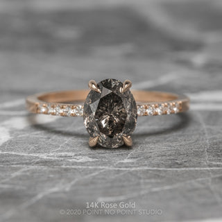 2.23 Carat Salt and Pepper Oval Diamond Engagement Ring, Basket Jules Setting