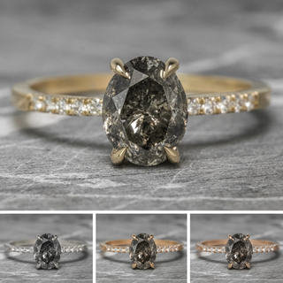 2.23 Carat Salt and Pepper Oval Diamond Engagement Ring, Basket Jules Setting