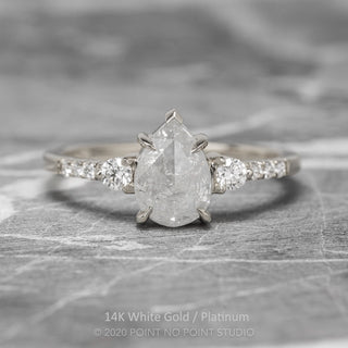 1.52 Carat Icy White Pear Diamond Engagement Ring, Eliza Setting