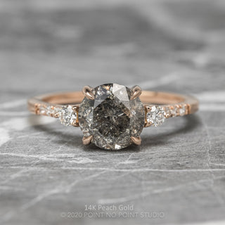 2.20 Carat Salt and Pepper Round Diamond Engagement Ring, Eliza Setting
