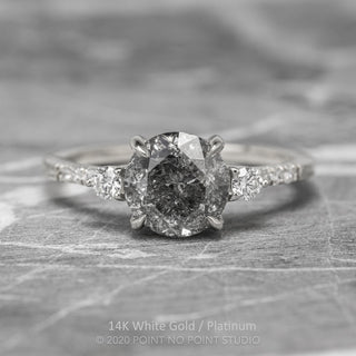 2.20 Carat Salt and Pepper Round Diamond Engagement Ring, Eliza Setting