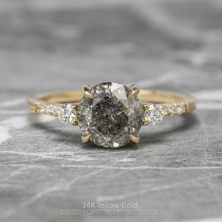 2.20 Carat Salt and Pepper Round Diamond Engagement Ring, Eliza Setting
