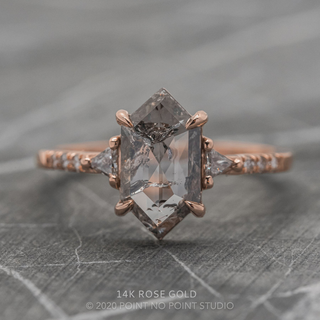 1.64 Carat Salt and Pepper Hexagon Diamond Engagement Ring, Eliza Setting
