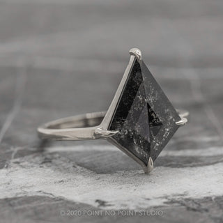 2.40 Carat Black Speckled Kite Diamond Engagement Ring, Jane Setting, Platinum