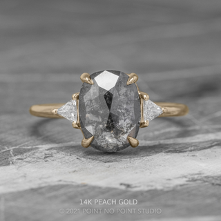 2.74 Carat Black Salt and Pepper Oval Diamond Engagement Ring, Zoe Setting