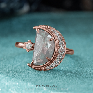 1.97 Carat Salt and Pepper Half Moon Diamond Engagement Ring, Starling Setting