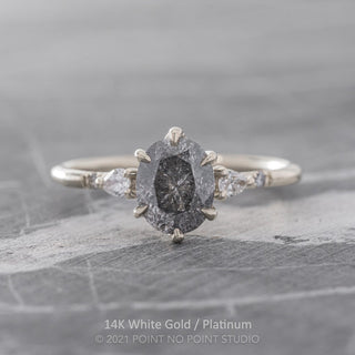 1.18 Carat Salt and Pepper Oval Diamond Engagement Ring, Woven Betty Setting