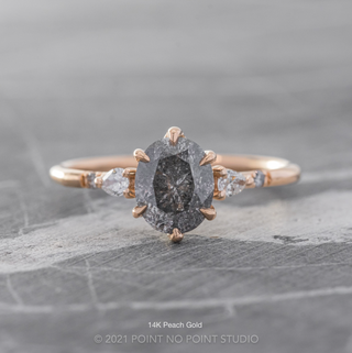 1.18 Carat Salt and Pepper Oval Diamond Engagement Ring, Woven Betty Setting