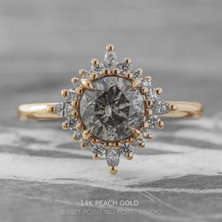 1.66 Carat Salt and Pepper Diamond Engagement Ring, Cosette Setting