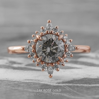 1.66 Carat Salt and Pepper Diamond Engagement Ring, Cosette Setting