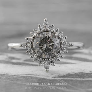 1.66 Carat Salt and Pepper Diamond Engagement Ring, Cosette Setting