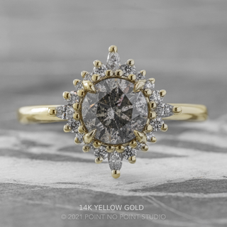 1.66 Carat Salt and Pepper Diamond Engagement Ring, Cosette Setting