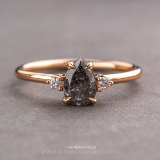 .99 Carat Salt and Pepper Pear Diamond Engagement Ring, Zoe Setting