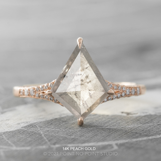 2.96 Carat Icy White Kite Diamond Engagement Ring, River Setting