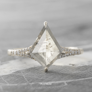 2.96 Carat Icy White Kite Diamond Engagement Ring, River Setting