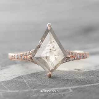 2.96 Carat Icy White Kite Diamond Engagement Ring, River Setting