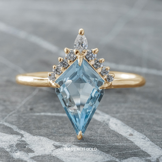 2.50 Carat Kite Aquamarine and Diamond Engagement Ring, Ava Setting