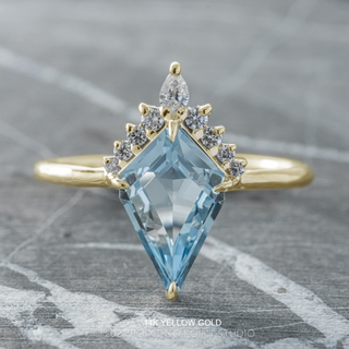 2.50 Carat Kite Aquamarine and Diamond Engagement Ring, Ava Setting