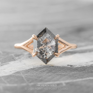 1.84 Carat Black Salt and Pepper Diamond Engagement Ring, Split Shank Jane Setting