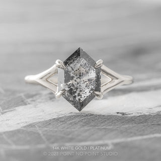 1.84 Carat Black Salt and Pepper Diamond Engagement Ring, Split Shank Jane Setting