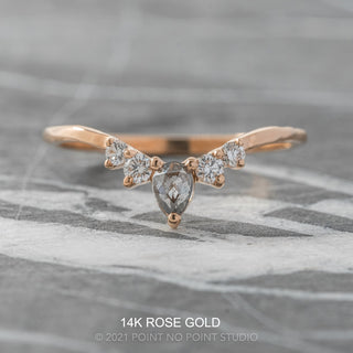 Cassie Wedding Ring, Salt and Pepper Pear, 5 Diamond, Loaf Band