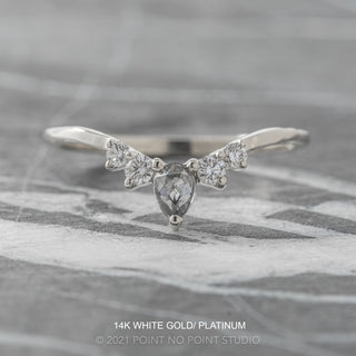 Cassie Wedding Ring, Salt and Pepper Pear, 5 Diamond, Loaf Band