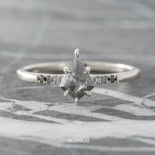 .91 Carat Salt and Pepper Kite Diamond Engagement Ring, Ombre Jules Setting