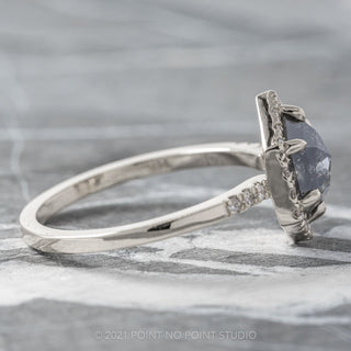 1.34 Carat Salt and Pepper Hexagon Diamond Engagement Ring, Fiona Setting, 14K White Gold