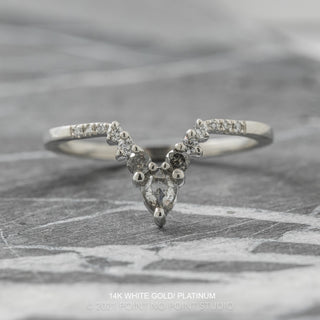 Cassiopeia Wedding Ring, 13 Salt and Pepper Pear and Round Diamonds