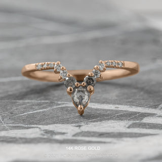 Cassiopeia Wedding Ring, 13 Salt and Pepper Pear and Round Diamonds