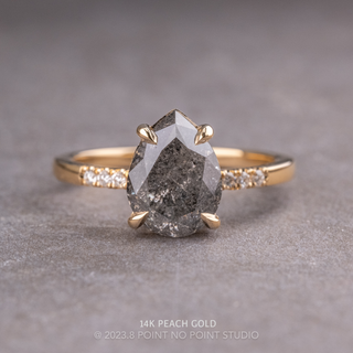 2.46 Carat Salt and Pepper Pear Diamond Engagement Ring, Jules Setting