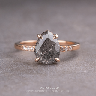 2.46 Carat Salt and Pepper Pear Diamond Engagement Ring, Jules Setting