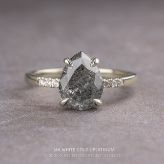 2.46 Carat Salt and Pepper Pear Diamond Engagement Ring, Jules Setting