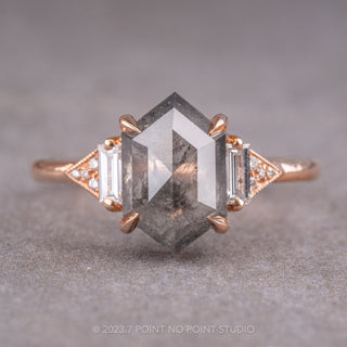 Salt and Pepper Hexagon Diamond Ring