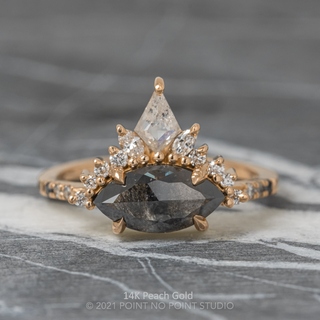 1.89 Carat Black Speckled Marquise Diamond Engagement Ring, Ombre Avaline Setting