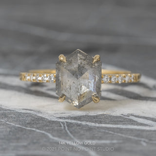 1.90 Carat Salt and Pepper Hexagon Diamond Engagement Ring, Jules Setting