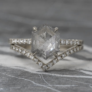 2 Carat Salt and Pepper Hexagon Diamond Engagement Ring, Jules Setting, Platinum