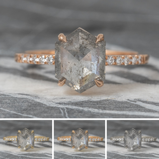 1.90 Carat Salt and Pepper Hexagon Diamond Engagement Ring, Jules Setting